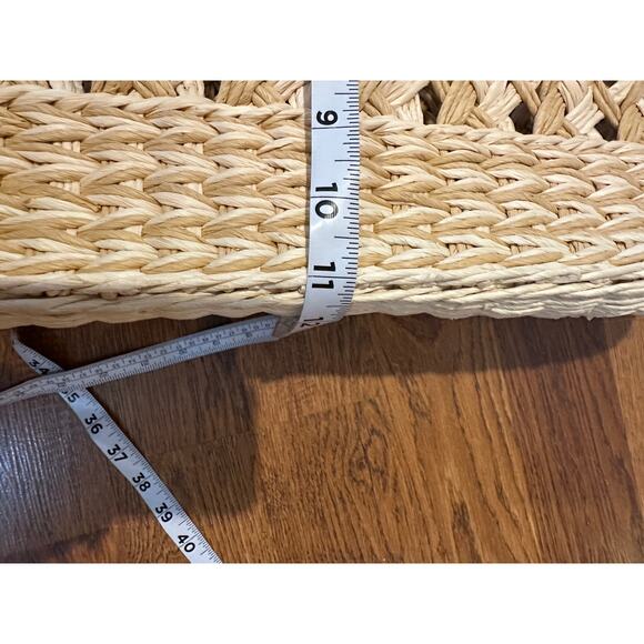 Large Woven Packable Straw Tote Bag – Beige 22 x 11 x 8 Chic Beach Travel Bag - Picture 9 of 10